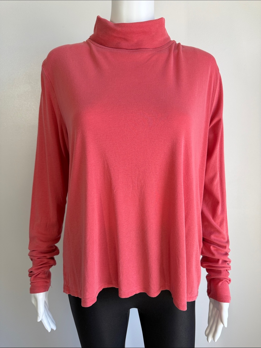 Eileen Fisher Coral Organic Cotton Tencel Turtleneck Top M
